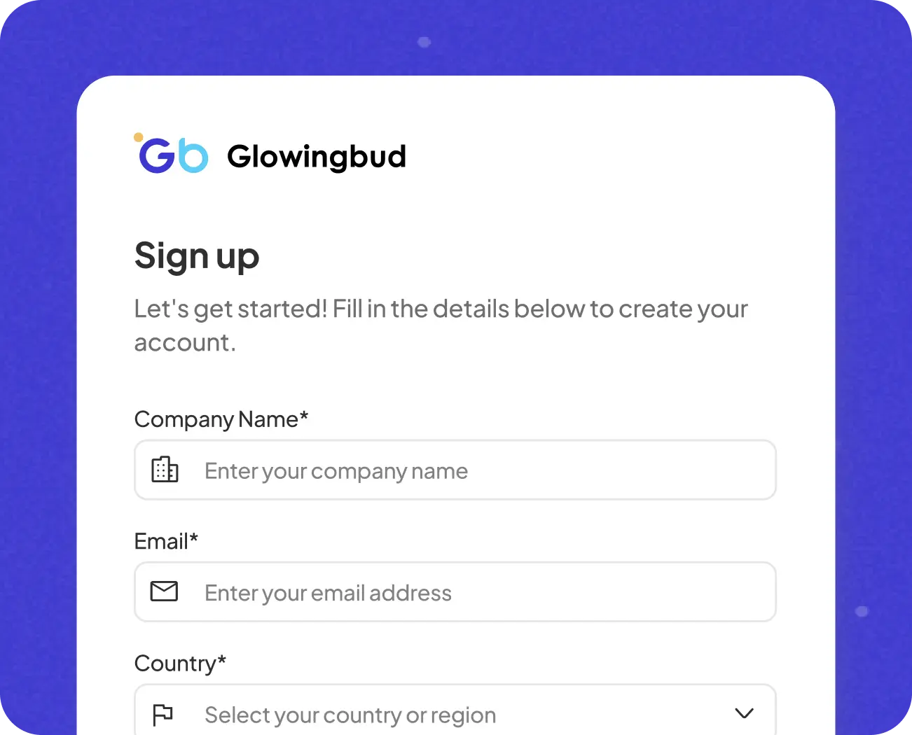 Sign up mockup