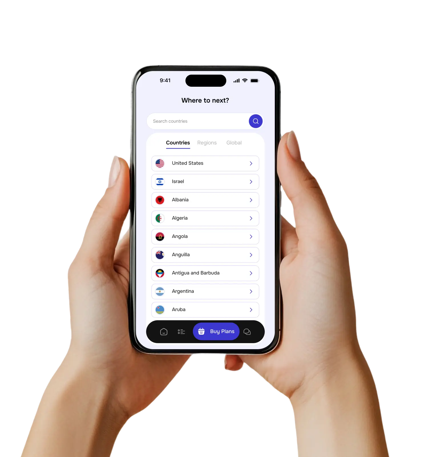 Person holding smartphone demonstrating eSIM technology